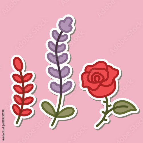 Beautiful simple flowers design. floral plant and nature element natural