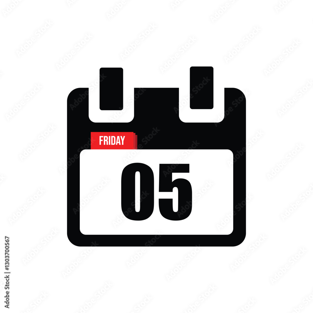 calender icon, 05 friday icon with white background calender icon, 05 friday icon with white background