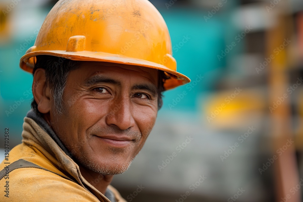 Portrait of a Happy Construction Worker Wearing a Yellow Hard Hat Safety First Industrial Job Site Professional Man Male Team Face Labor Trade Skill Portrait of a Happy Construction Worker Wearing a Yellow Hard Hat Safety First Industrial Job Site Professional Man Male Team Face Labor Trade Skill