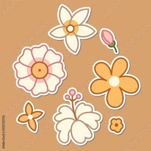 Beautiful simple flowers design. floral plant and nature element natural