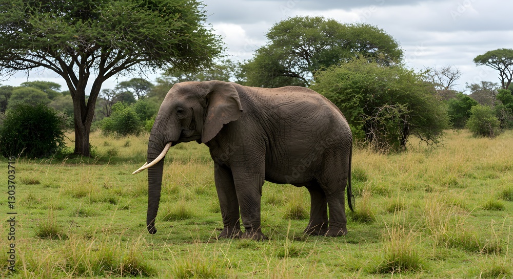 Fototapeta premium Gentle Giant of the Savanna Elephants Roaming in African Grasslands and Forests