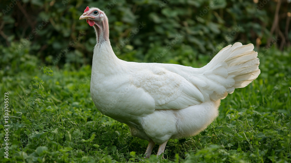 A portrait of a large domestic white turkey. A portrait of a large domestic white turkey.