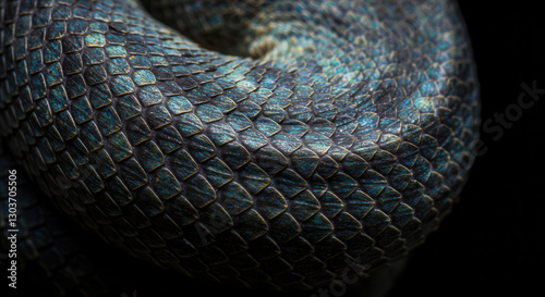 Close-Up of Serpent's Textured Scales on Dark Background in Natural Habitat