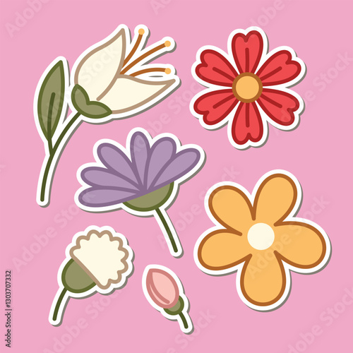 Beautiful simple flowers design. floral plant and nature element natural