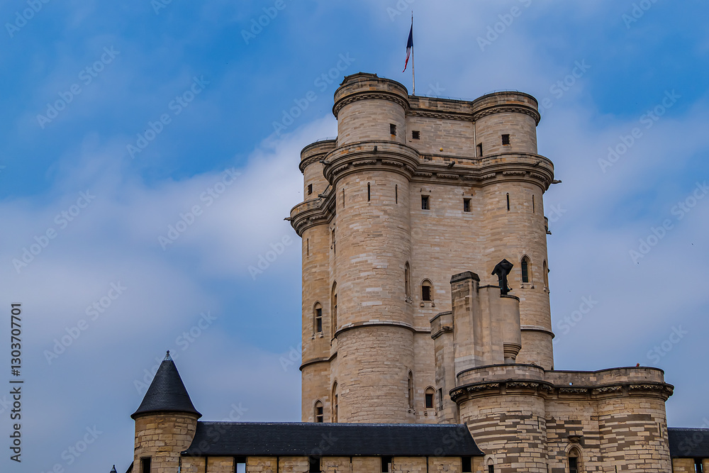 Vincennes Castle (Chateau de Vincennes) - massive XIV - XVII century French royal fortress in the town of Vincennes, Paris.
