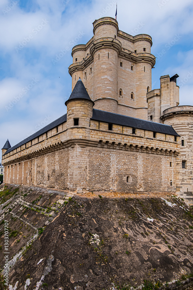 Vincennes Castle (Chateau de Vincennes) - massive XIV - XVII century French royal fortress in the town of Vincennes, Paris.