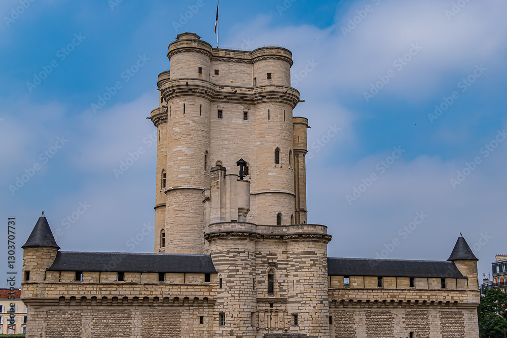 Vincennes Castle (Chateau de Vincennes) - massive XIV - XVII century French royal fortress in the town of Vincennes, Paris.