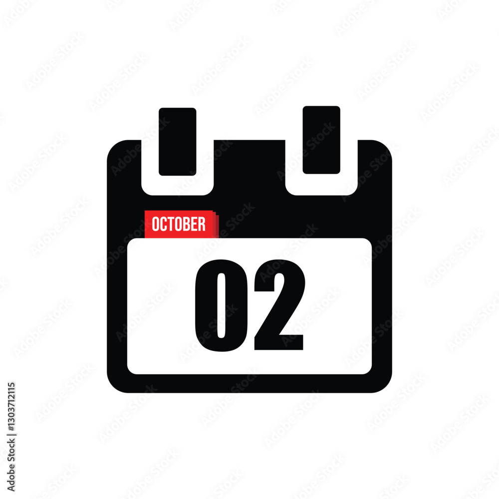 new calendar, calendar isolated on white, desktop calendar, 02 october icon with white background new calendar, calendar isolated on white, desktop calendar, 02 october icon with white background
