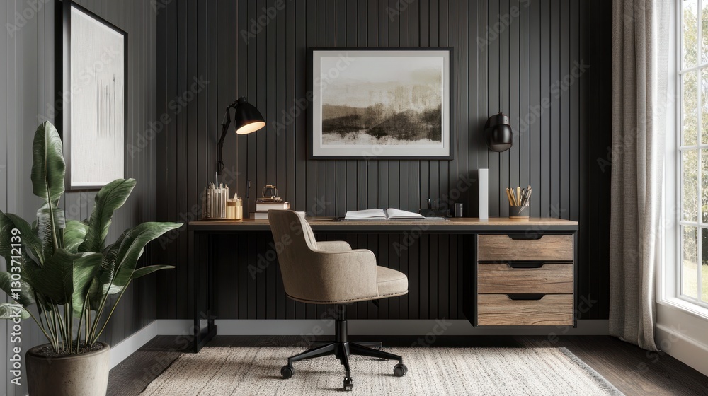 Obraz premium Modern Corner Home Office Workspace
