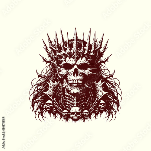 Dark Skeleton King band metal asset art Epic Fantasy Illustration horror art style