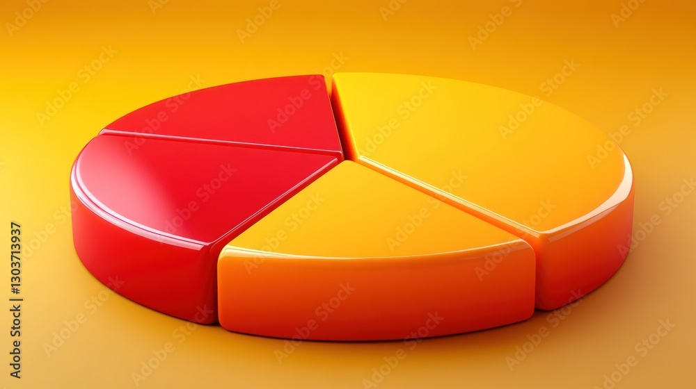 Fototapeta premium 3D pie chart on orange background