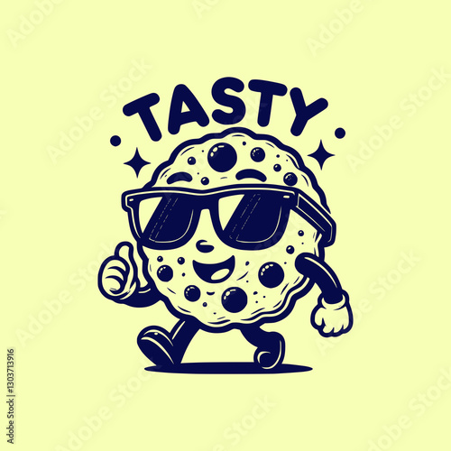 Cool Cookie Mascot Wearing Sunglasses Walking with Confidence Fun Cartoon Snack Character