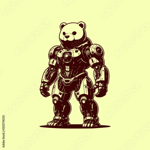 Cybernetic Bear Mech Suit Warrior Futuristic Robotic Animal with Advanced Armor