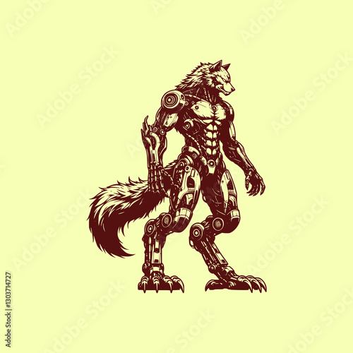 Cybernetic Werewolf Warrior Futuristic Hybrid Beast with Advanced Technology and Strength