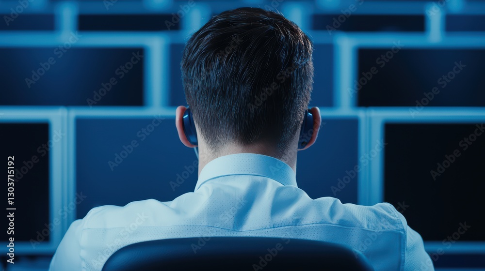 Busy Call Center Employees at Work in Chaotic Environment with Multiple Computer Screens Busy Call Center Employees at Work in Chaotic Environment with Multiple Computer Screens
