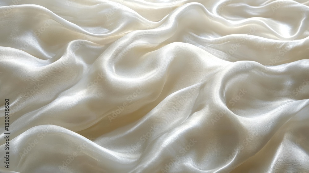 Fototapeta premium Soft and flowing ivory fabric with delicate shimmering surface details