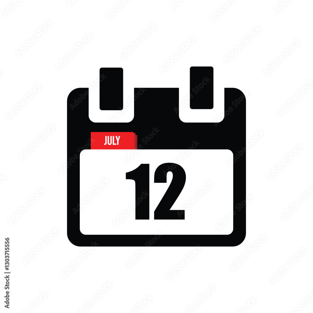 new calendar, calendar isolated on white, desktop calendar, 12 july icon with white background new calendar, calendar isolated on white, desktop calendar, 12 july icon with white background