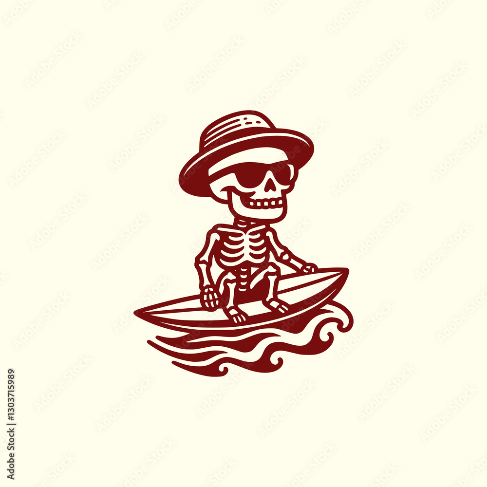 Cool Skeleton Surfer Riding a Wave Fun and Edgy Surfing Illustration Cool Skeleton Surfer Riding a Wave Fun and Edgy Surfing Illustration