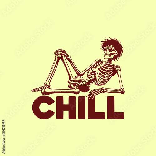 Chill Skeleton Relaxing on a Beach Towel Funny and Edgy Summer Vibes Illustration