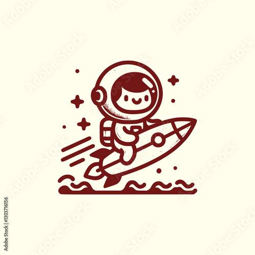 Cute Astronaut Riding a Rocket Fun Cartoon Space Exploration Adventure