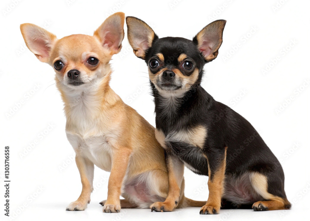 Fototapeta premium two chihuahua puppies on white background
