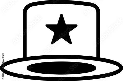 Sheriff Hat Icon – Cowboy Hat with Star Vector Symbol