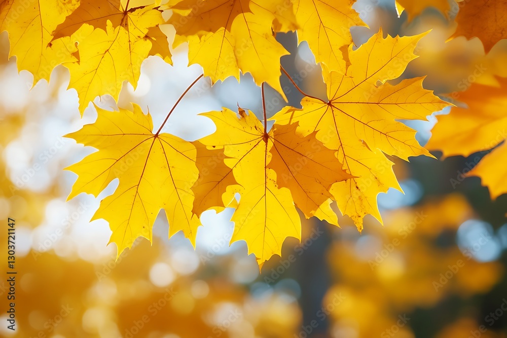 Obraz premium autumn maple leaves on a sunny day, note shallow depth of field
