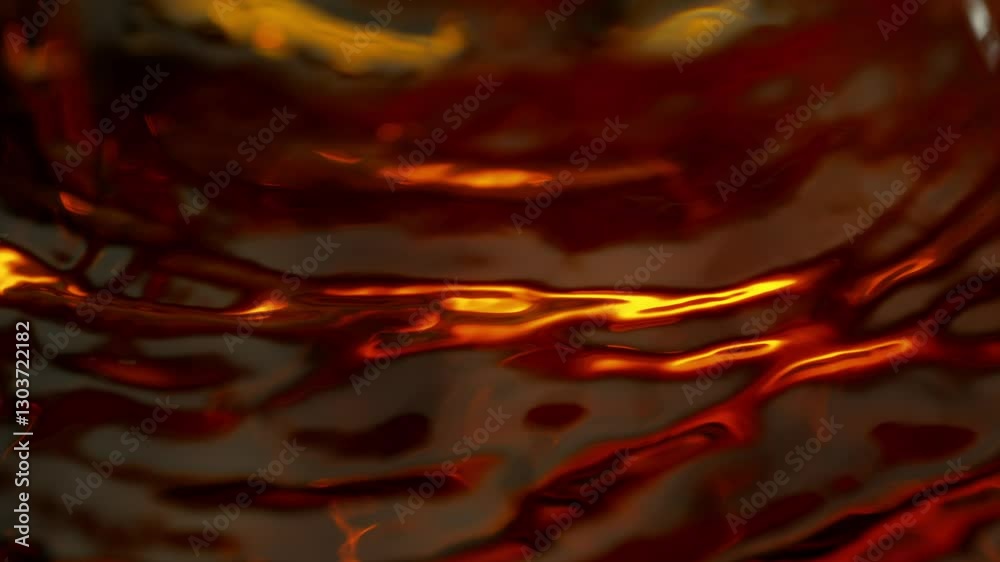 Super Slow Motion Detail Shot of Waving Golden Liquid at 1000fps.