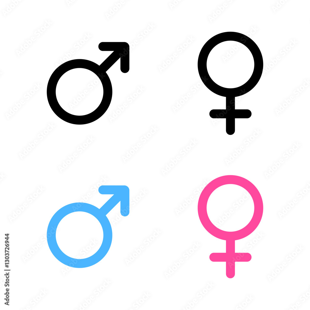 Male and female symbol icon in rounded corner. Man and women gender sign. Boy and girl sexual symbol Male and female symbol icon in rounded corner. Man and women gender sign. Boy and girl sexual symbol