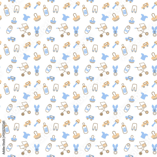 Seamless pattern for baby linen