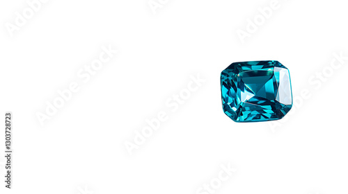 Brilliant Blue Zircon With Exquisite Cut. This stunning gemstone features a vibrant blue hue and exceptional clarity, perfect for luxurious jewelry pieces. Isolated on transparent background. photo