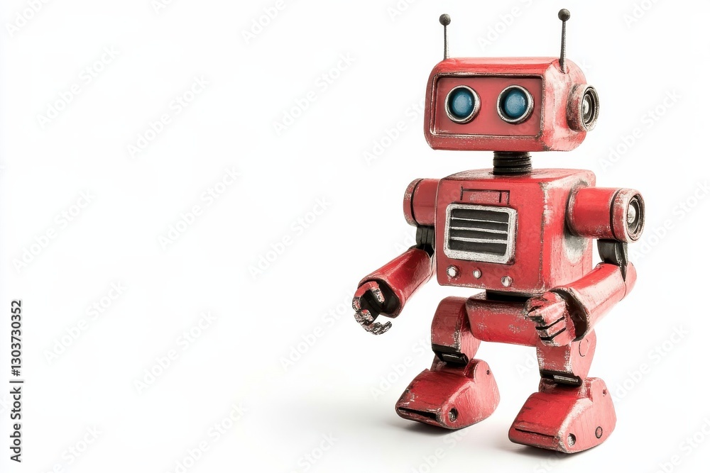 Charming retro robot standing against a minimal backdrop, exuding nostalgia and playfulness isolated on transparent background Charming retro robot standing against a minimal backdrop, exuding nostalgia and playfulness isolated on transparent background