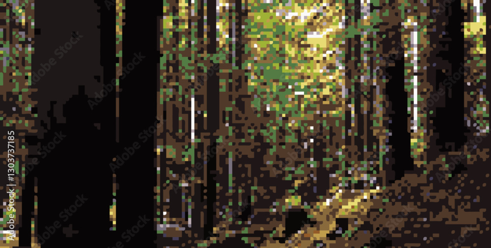 Obraz premium Dense forest pixel art
