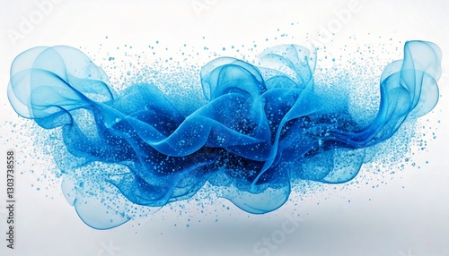 Abstract blue background with smoke. Blue particles. Blue waves.