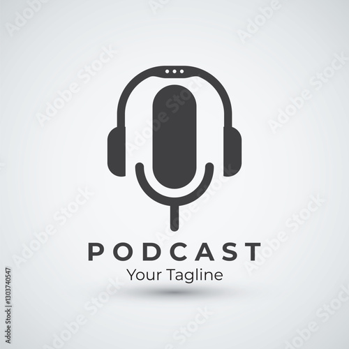 podcast logo template vector design with modern trendy microphone audio Podcasts for studio interview multimedia and web new design