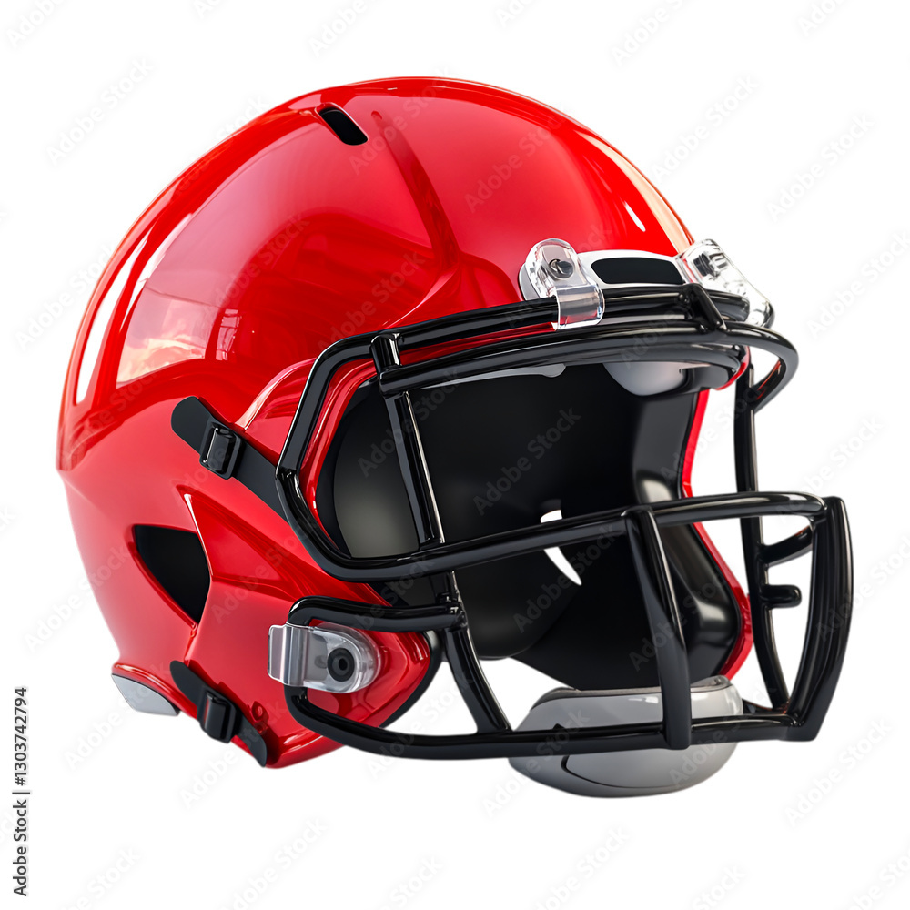 Fototapeta premium Red American Football Helmet Protective Gear Sport Equipment