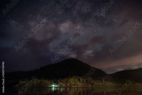 Stunning Milky Way at Tasik Beris, Kedah, Malaysia. Soft focus and noise due to long exposure.