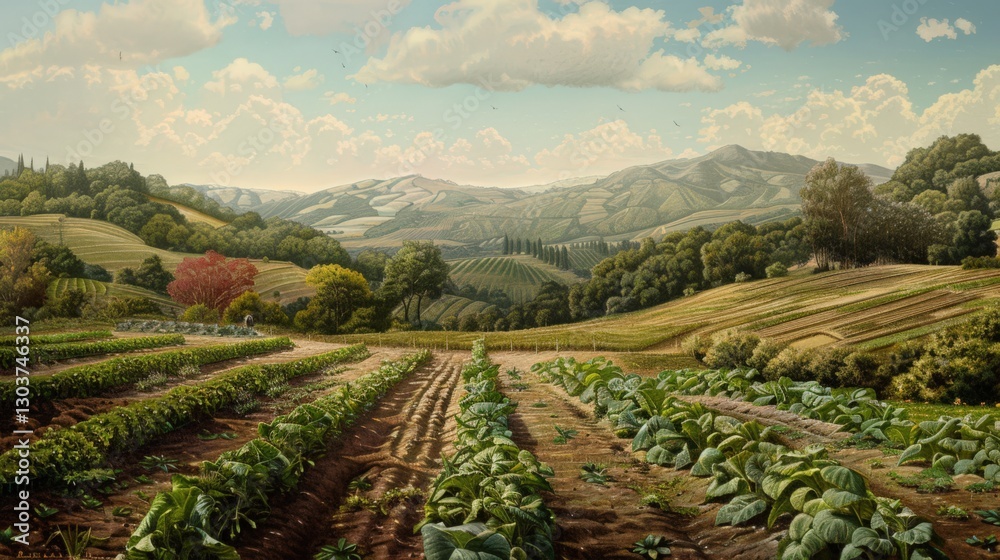 Naklejka premium Soil Conservation Techniques are being implemented