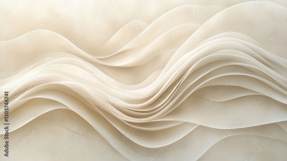 Obraz premium Abstract beige waves layered gently creating a subtle effect