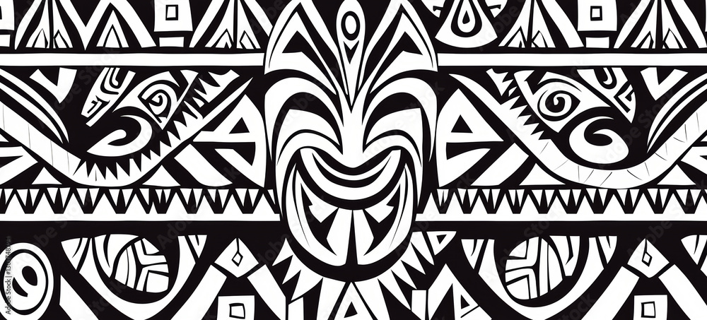 Dynamic hand-drawn brush strokes forming unique tribal motifs, monochromatic style with black and white contrasts, versatile for modern design needs Dynamic hand-drawn brush strokes forming unique tribal motifs, monochromatic style with black and white contrasts, versatile for modern design needs