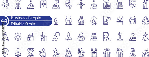 Business People Line Editable Icons set. Vector illustration in modern thin line style of business related icons . leadership, teamwork, business male and female avatars, career, and more.