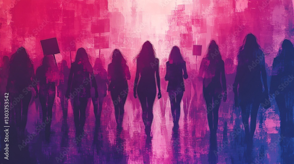 Obraz premium Illustration of protest women banner