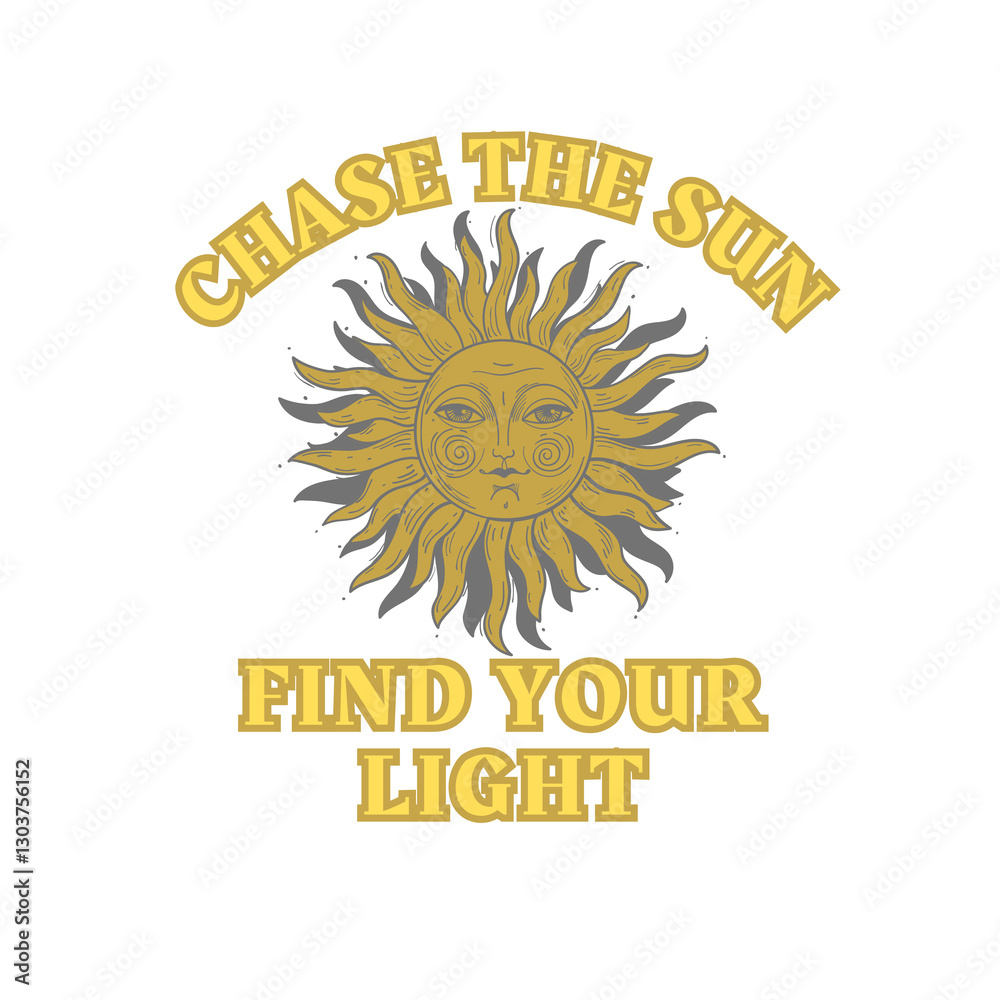 Fototapeta premium Minimalist Typography Illustration Occult Sun T-Shirt