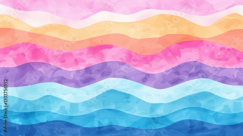 Bright and vibrant waves blend seamlessly, creating an eyecatching watercolor rainbow gradient texture thats perfect for any design.