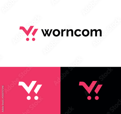 w letter logo with cart- w letter logo - ecommerce logo - cart logo
