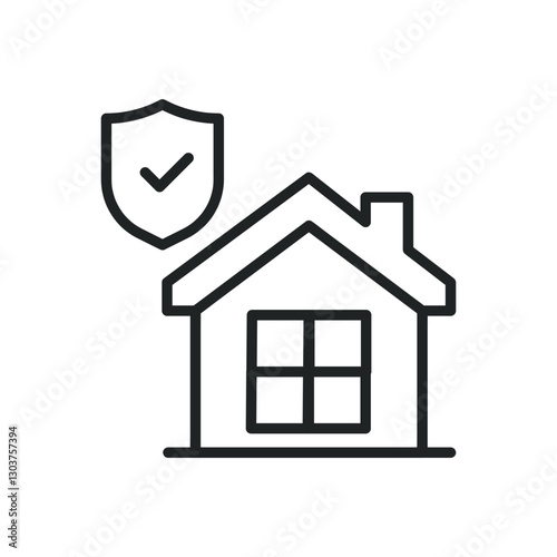 Home protection thin line icons. Editable stroke and Perfect pixel on transparent background