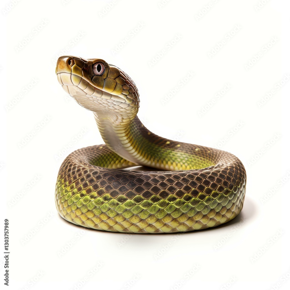 Fototapeta premium A striking image of a snake cut out and showcased on a clean white background, perfect for any design project.