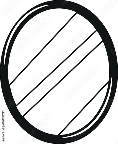 Mirror bathroom item black-and-white vector illustration