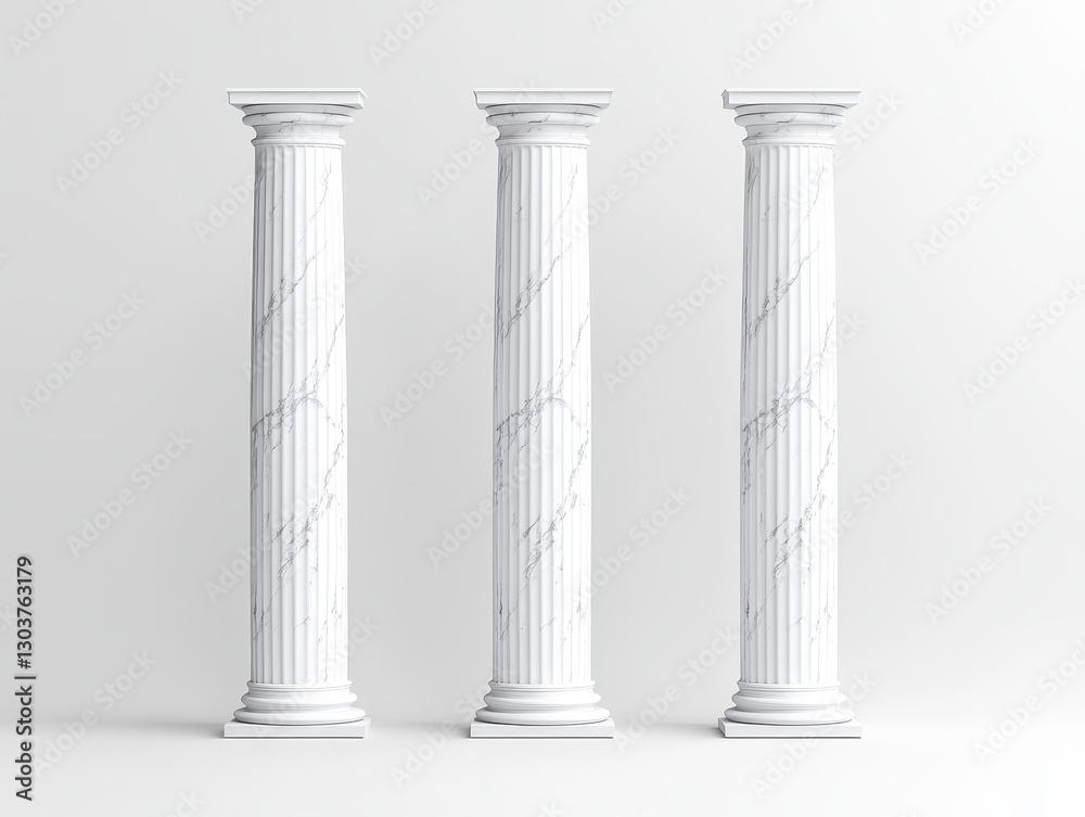 Obraz premium Three elegant white marble columns standing in a minimalist studio setting
