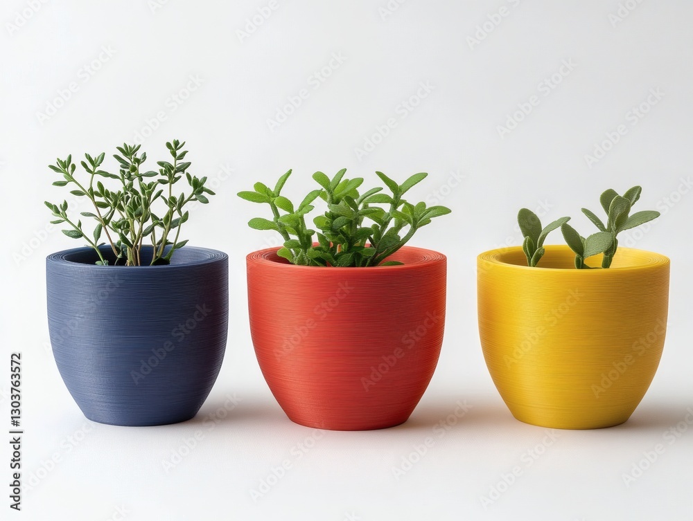 Fototapeta premium Colorful 3D printed pot toys on a white background